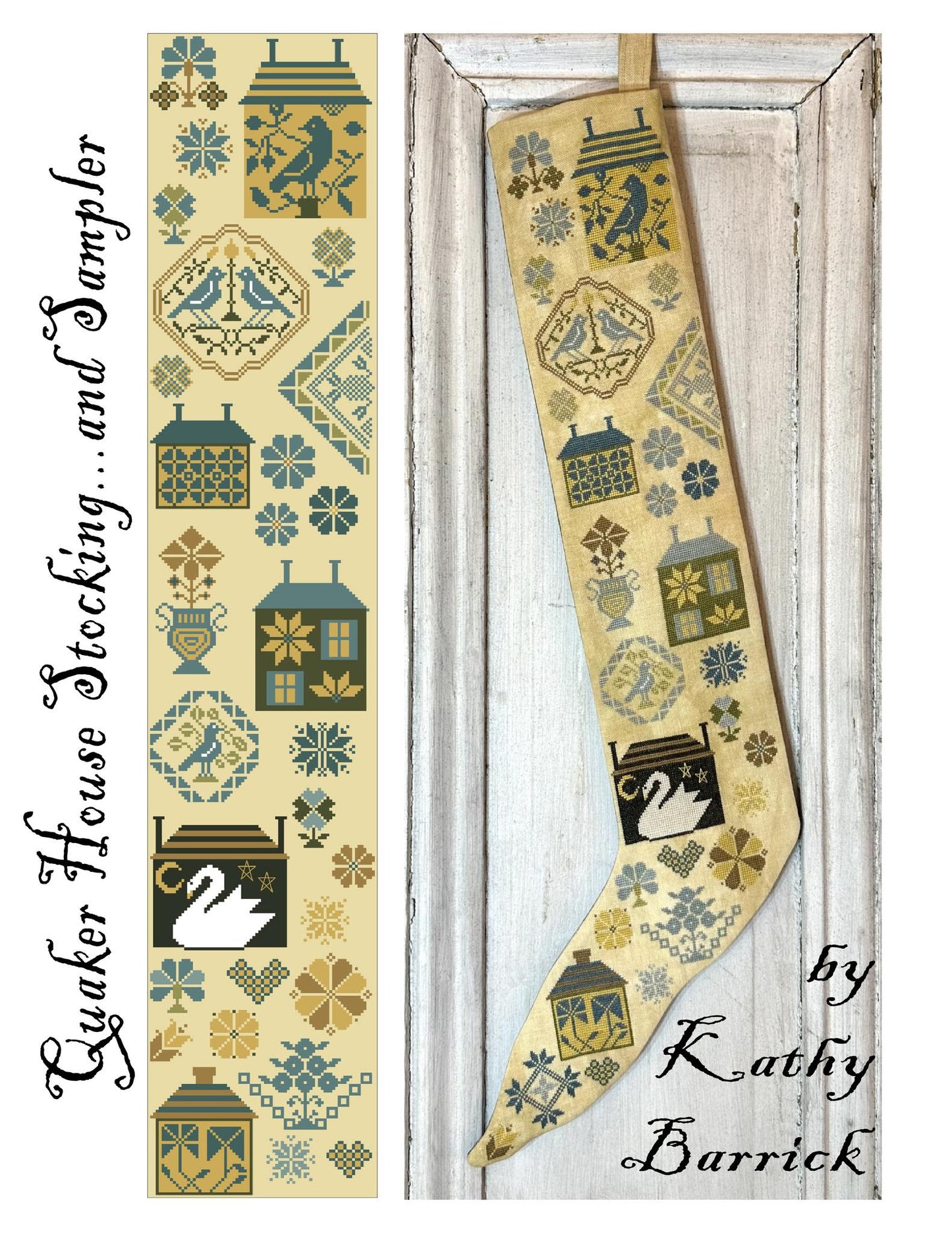 Quaker House Stocking and Sampler by Kathy Barrick