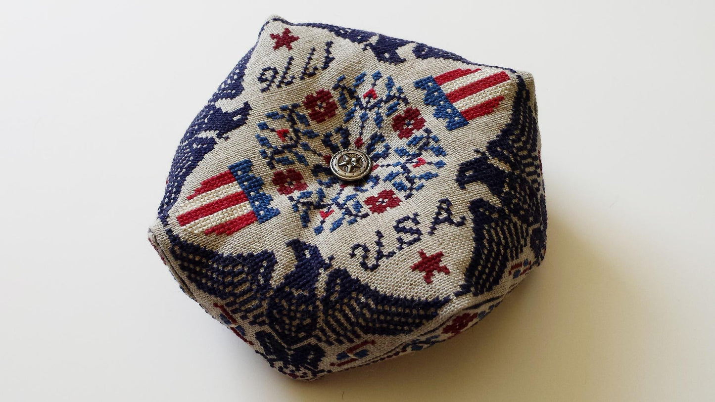 Patriotic Biscornu by Siren Stitchworks