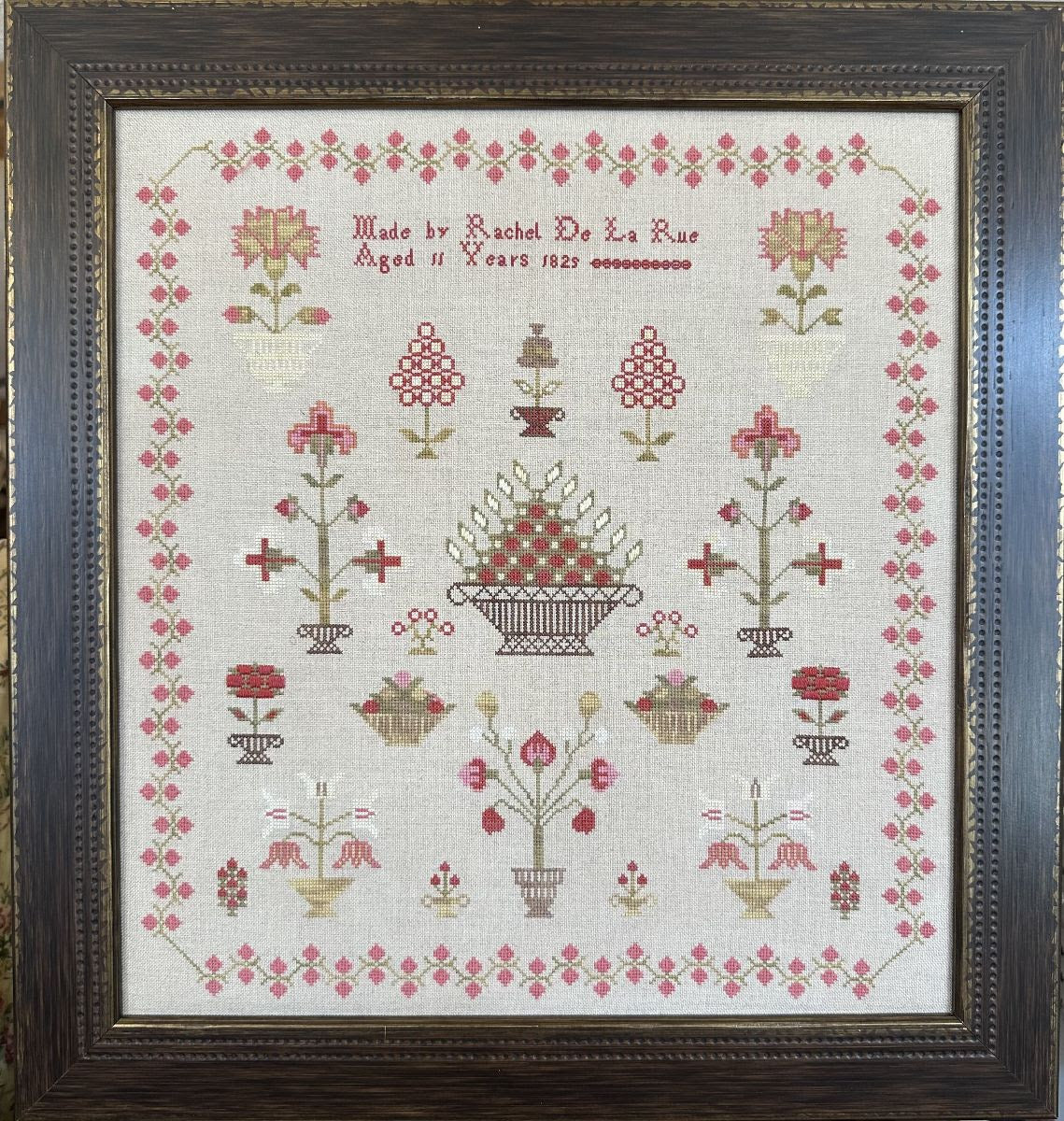 Rachel De La Rue, 1825, A Guernsey Channel Island Antique Sampler Reproduction by Cross Stitch Antiques - PREORDER
