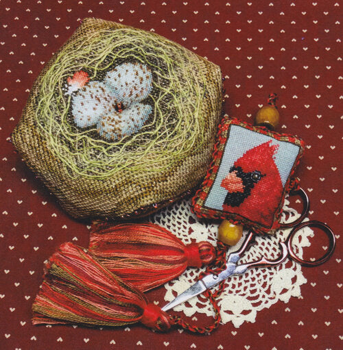 Cardinal Biscornest No. 70 by Crossed Wing Collection