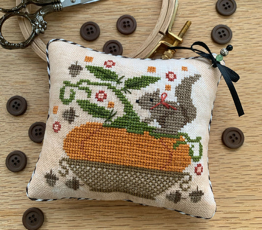 Pumpkin Basket Pinkeep by Stitches by Ethel