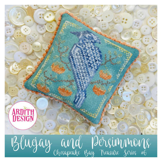 Blue Jay and Persimmons by Ardith Design