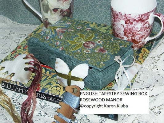 English Tapestry Sewing Box by Rosewood Manor