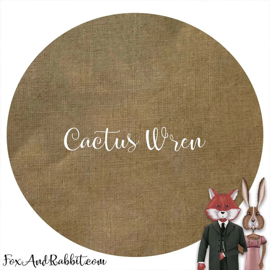 36 Count Linen - Stitcher's Half - "Cactus Wren" by Fox and Rabbit