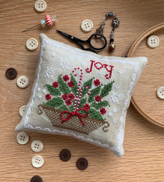 PREORDER - Holly Basket Pinkeep by Stitches by Ethel