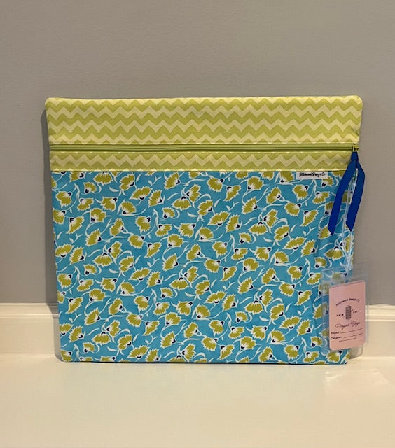 Lime and Blue Floral Project Bag