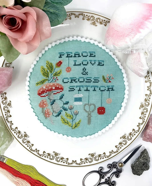 Peace, Love & Cross Stitch by Tiny Modernist