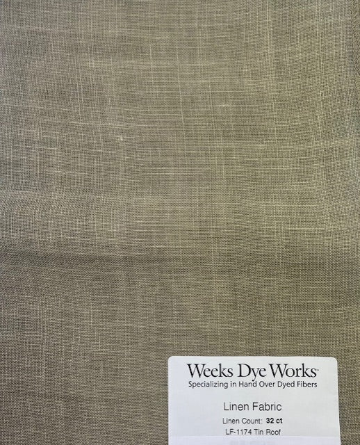 32 Count Linen, 36" x 25" - "Tin Roof" by Weeks Dye Works