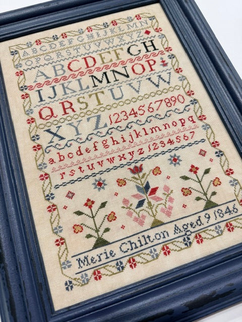 Merie Chilton 1846 Antique Reproduction Sampler by The Scarlett House - PREORDER