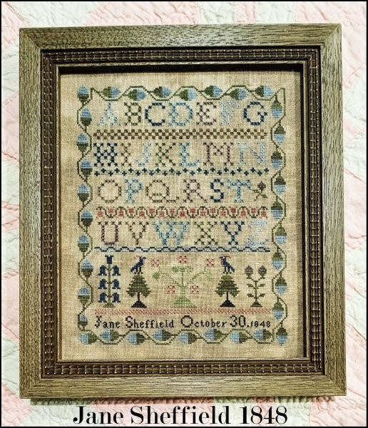 Jane Sheffield 1848 Antique Sampler Adaptation by The Scarlett House - PREORDER