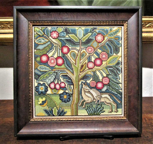 Needlework Panel of a Fruit Tree with Two Animals by The Scarlet Letter