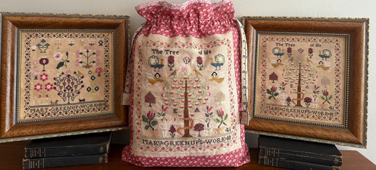 Mary’s Samplers & Satchel by Running with Needles & Scissors and Olde Willow Stitchery