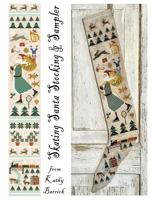 Skating Santa and Sampler by Kathy Barrick