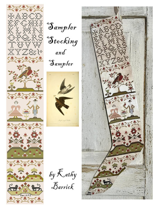 Sampler Stocking and Sampler by Kathy Barrick