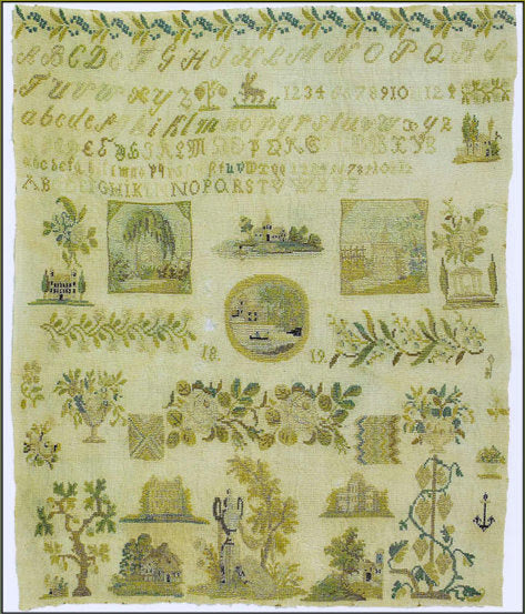 Weeping Willow & Rose Sampler by 1884 Stitchery